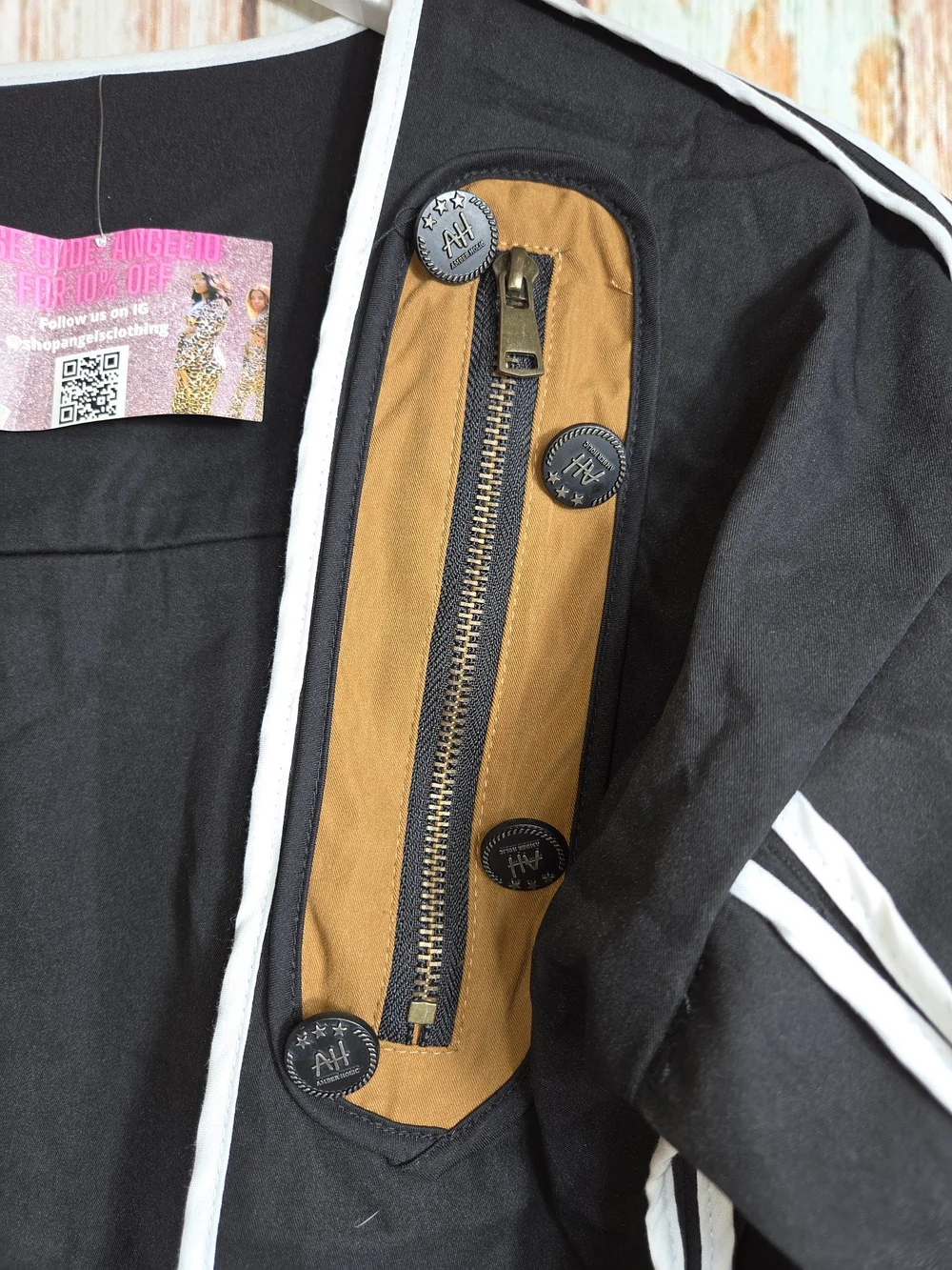 Amber Holic Streetwear Cropped Black Brown Green Jacket. 100% Cotton. Sz M